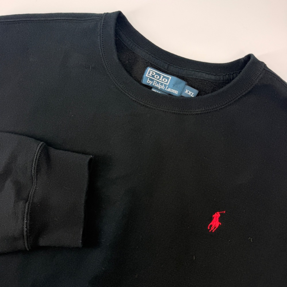 Polo Ralph Lauren Sweatshirt Men XXL Black Red Pony Logo Crewneck Pullover